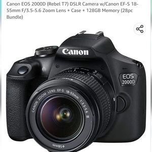 Brand New Canon 2000D Rebel Camera - 28 Piece Bundle via Amazon